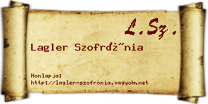 Lagler Szofrónia névjegykártya